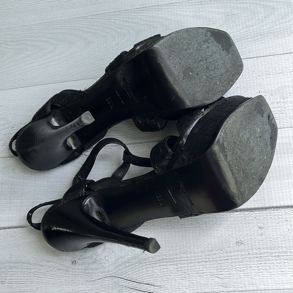 YSL Black Leather Python Tribute Platform Heels Size 9.5 - Picture 12 of 13